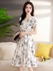Mã L440: đầm váy đẹp cao cấp nữ cao cấp cao cấp tinh tế lụa tơ tằm cổ chữ V họa tiết hoa mùa hè