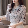 Mã A815: Áo sơ mi họa tiết cao cấp ngắn tay nữ big size mới phong cách hàn quốc cổ chữ V
