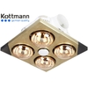 Đèn sưởi 4 bóng âm trần Kottmann K4BT, Công suất 1180W, Điều khiển công tắc, Tích hợp 3 chức năng đèn sưởi, đèn chiếu sáng, quạt thông gió, Bóng sưởi chống nổ, chống nước, chống chập điện, Công nghệ chống chói mắt, không đốt cháy oxy, Bảo hành 3 năm