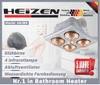 Đèn sưởi 4 bóng âm trần Heizen HE4BR, Công suất 1180W, Điều khiển từ xa, Tích hợp 3 chức năng đèn sưởi, đèn chiếu sáng, quạt thông gió, Bóng sưởi chống nổ, chống nước, chống chập điện, Công nghệ chống chói mắt, không đốt cháy oxy, Bảo hành 5 năm phần điện và 3 năm bóng đèn