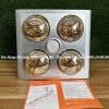 Đèn sưởi 4 bóng âm trần Heizen HE4BR, Công suất 1180W, Điều khiển từ xa, Tích hợp 3 chức năng đèn sưởi, đèn chiếu sáng, quạt thông gió, Bóng sưởi chống nổ, chống nước, chống chập điện, Công nghệ chống chói mắt, không đốt cháy oxy, Bảo hành 5 năm phần điện và 3 năm bóng đèn