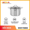 NỒI LUỘC GÀ INOX GOLDUN GH27-F28SG, Size 28cm, Vung kính cường lực