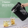 Ấm siêu tốc thủy tinh Nagakawa NAG0317, Công suất 1355W, Dung tích 1.7L, Ruột ấm thủy tinh, Thân ấm nhựa PP cách nhiệt, Bảo hành 12 tháng