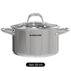 Nồi inox 304 đáy liền Sunhouse SHG706-20, Đường kính 20cm, Vung kính cường lực siêu bền, Sử dụng trên mọi loại bếp