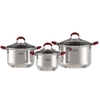 Bộ nồi inox 5 đáy Sunhouse Mama SHG2503MSD, Bộ 3 nồi size 16, 20, 24cm, Chất liệu inox cao cấp, Vung kính cường lực, Quai núm bọc silicon chống nóng, Sử dụng trên mọi loại bếp