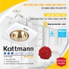 Đèn sưởi nhà tắm 1 bóng âm trần Kottmann K1A, Công suất 275W, Điều khiển công tắc, Bóng sưởi chống nổ, chống nước, chống chập điện, Công nghệ chống chói mắt, không đốt cháy oxy, Bảo hành 3 năm