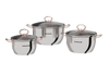 Bộ nồi inox 3 đáy Sunhouse SHG306, Bộ 3 nồi size 16, 20, 24cm, Vung kính cường lực siêu bền, Sử dụng trên mọi loại bếp