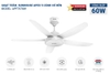 Quạt trần 5 cánh có đèn Sunhouse Apex APF7678W, Công suất 60W, Động cơ BLDC tiết kiệm điện, Lưu lượng gió 367m3/phút, Đèn led 24W siêu sáng với 3 màu, Chế độ đảo chiều quay, lưu thông gió 4 mùa, Bảo hành 2 năm tại nhà
