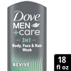 SỮA TẮM 3 TRONG 1 DÀNH CHO NAM GIỚI CHIẾT XUẤT DẦU CÂY TRÀ - DOVE MEN+CARE 3-IN-1 POST-WORKOUT LIQUID BODY FACE & HAIR WASH FOR MEN REVIVE WITH TEA TREE OIL, 18 OZ