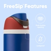 BÌNH NƯỚC GIỮ NHIỆT BẰNG THÉP KHÔNG GỈ - OWALA MARVEL FREESIP INSULATED STAINLESS STEEL WATER BOTTLE WITH STRAW FOR SPORTS AND TRAVEL, 24 OZ, CAPTAIN AMERICA