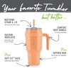 LY KHÔNG GỈ CÁCH NHIỆT CHÂN KHÔNG GIỮ LẠNH ĐẾN 34 GIỜ MÀU PAPAYA - REDUCE 40 OZ TUMBLER WITH HANDLE - VACUUM INSULATED STAINLESS STEEL MUG WITH SIP-IT-YOUR-WAY LID AND STRAW - KEEPS DRINKS COLD UP TO 34 HOURS