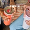 CỐC CÀ PHÊ CÁCH NHIỆT BẰNG THÉP KHÔNG GỈ - OWALA SMOOTHSIP SLIDER INSULATED STAINLESS STEEL COFFEE TUMBLER, REUSABLE ICED COFFEE CUP, HOT COFFEE TRAVEL MUG, BPA FREE 20 OZ, GREY/BLUE (HIGH DIVE)