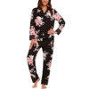 ĐỒ BỘ NGỦ MÀU ĐEN - FLORA NIKROOZ WOMEN'S SATIN TRIM NOTCH COLLAR PJ SET