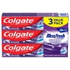 KEM ĐÁNH RĂNG COLGATE MAX FRESH LÀM TRẮNG RĂNG VỚI DÃY HƠI THỞ NHỎ HƯƠNG BẠC HÀ THƠM MÁT- COLGATE MAX FRESH KNOCKOUT TOOTHPASTE, WHITENING TOOTHPASTE WITH MINI BREATH STRIPS, MINT FUSION,  SET 3 TUÝP