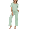 BỘ ĐỒ NGỦ MÀU XANH LÁ - FLORA NIKROOZ 2-PIECE SHORT SLEEVE AND CAPRI PAJAMA SET