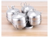 Hũ Gia Vị Inox 4 Ngăn Đế Tròn Xoay [ Thép Không Gỉ ]