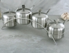 Hũ Gia Vị Inox 4 Ngăn Kèm Kệ [ Thép Không Gỉ ]