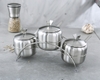 Hũ Gia Vị Inox 3 Ngăn Kèm Kệ [ Thép Không Gỉ ]