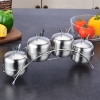 Hũ Gia Vị Inox 4 Ngăn Kèm Kệ [ Thép Không Gỉ ]