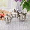Hũ Gia Vị Inox 3 Ngăn Kèm Kệ [ Thép Không Gỉ ]