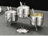 Hũ Gia Vị Inox 3 Ngăn Kèm Kệ [ Thép Không Gỉ ]