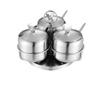 Hũ Gia Vị Inox 3 Ngăn Đế Tròn Xoay [ Thép Không Gỉ ]
