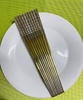 Sét 5 Đôi Đũa Cán Vuông Hoa Văn Inox Cao Cấp #304 Mạ Vàng HQ