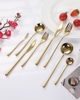 Bộ Dao Muỗng Nĩa Inox #304 Cao Cấp Cán Tròn W05 [ Màu Gold ]