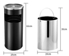 Thùng Rác Inox 2 Trong 1 Có Nắp Gạt Tàn [ Kích Thước: 25cm x 61cm ]