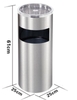 Thùng Rác Inox 2 Trong 1 Có Nắp Gạt Tàn [ Kích Thước: 25cm x 61cm ]