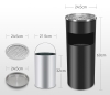 Thùng Rác Inox 2 Trong 1 Có Nắp Gạt Tàn [ Kích Thước: 25cm x 61cm ]