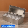 Hũ Gia Vị _ Khay Gia Vị Topping Chữ Nhật Inox #304 [ Từ 3 Ngăn _ 4 Ngăn _ 5 Ngăn _ 6 Ngăn ]