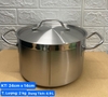Nồi Inox 2 Quai Cao Cấp 3 Đáy _ Dung Tích: 4.9Lít _ [ KT: 24cm x 14cm ]