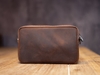 Clutch nam cầm tay mini da bò thật hai ngăn kéo zip, túi cầm tay nhỏ gọn kết hợp đeo chéo, Clutch mini bag Manuk Leather