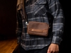 Clutch nam cầm tay mini da bò thật hai ngăn kéo zip, túi cầm tay nhỏ gọn kết hợp đeo chéo, Clutch mini bag Manuk Leather