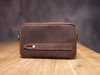 Clutch nam cầm tay mini da bò thật hai ngăn kéo zip, túi cầm tay nhỏ gọn kết hợp đeo chéo, Clutch mini bag Manuk Leather