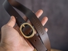 Thắt lưng BS4N bản nhỏ da bò 2.5cm mặt đồng tròn cổ điển, da bò nguyên miếng Manuk Leather