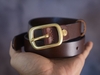 Thắt lưng BS1N bản nhỏ da bò 2.5cm mặt đồng tròn cổ điển, da bò nguyên miếng Manuk Leather