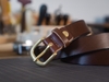 Thắt lưng BS7N bản nhỏ da bò 2.5cm mặt đồng tròn cổ điển, da bò nguyên miếng Manuk Leather