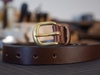 Thắt lưng BS7N bản nhỏ da bò 2.5cm mặt đồng tròn cổ điển, da bò nguyên miếng Manuk Leather