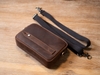Clutch nam cầm tay mini da bò thật hai ngăn kéo zip, túi cầm tay nhỏ gọn kết hợp đeo chéo, Clutch mini bag Manuk Leather
