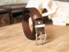 Thắt lưng khóa bạc cổ dây da bò nâu sáp nguyên miếng, đỉa cài kim loại phong cách Retro Manuk Leather | Chất liệu khóa Đồng xử lý chuyển bạc