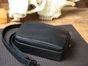 Túi đeo chéo da bò đen trơn 2 ngăn zip cầm tay 7in - Clutch Bag v2 Manuk Leather