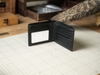 Ví da nappa đen 9.5 x 12.5cm truyền thống, vân da tự nhiên có ngăn kéo, ví da bò Manuk Leather