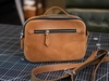Túi đeo chéo da bò nâu sáp 2 ngăn zip cầm tay 7in - Clutch Bag v2 Manuk Leather Crazy horse Leather