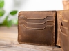 Ví da bò nâu bò sáp, ví nam vintage wing wallet manuk leather