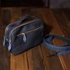 Túi đeo chéo da bò vân cá sấu xanh navy 2 ngăn zip cầm tay 7in - Clutch Bag v2 Manuk Leather
