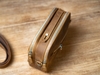 Túi đeo chéo da bò nâu sáp 2 ngăn zip cầm tay 7in - Clutch Bag v2 Manuk Leather Crazy horse Leather