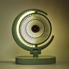 Quạt Tích Điện Để Bàn Mini Vầng Trăng Khuyết 4 Chế Độ Gió Kèm Đèn Led