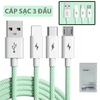Cáp Sạc Điện Thoại 3 Đầu T6 Sạc Nhanh 66W Bện Macaron Truyền Dữ Liệu Dài 1.2m